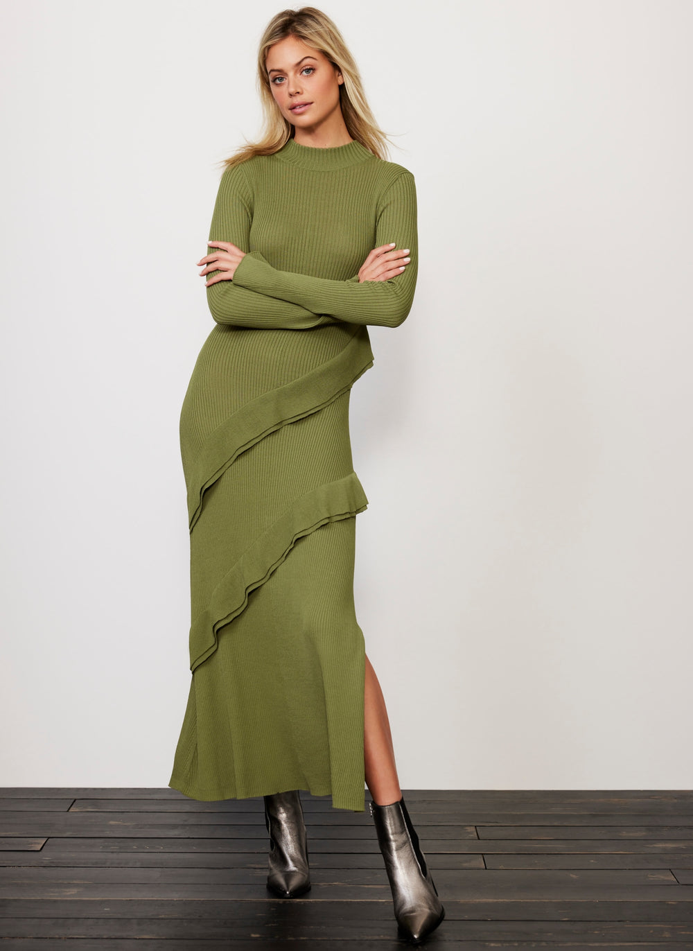Green Ruffle Maxi Dress