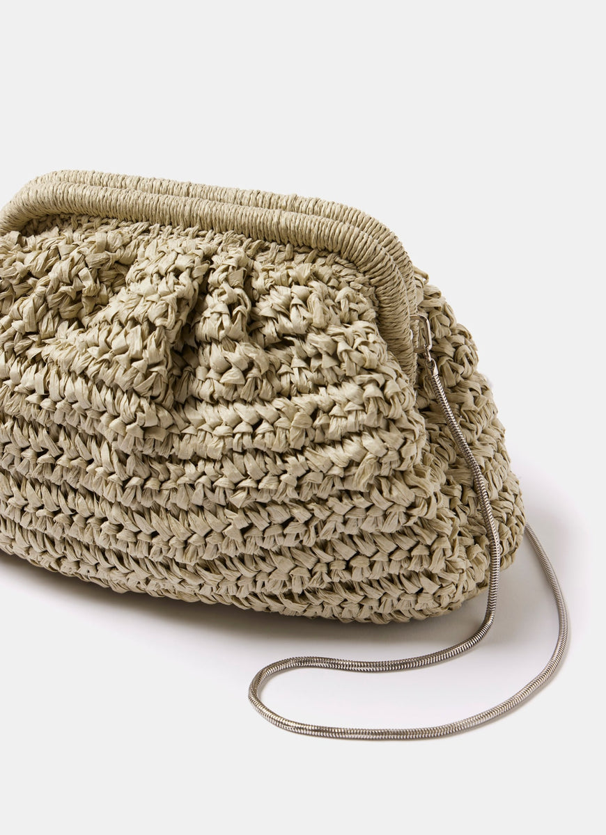 Green Straw Clutch Bag Mint Velvet