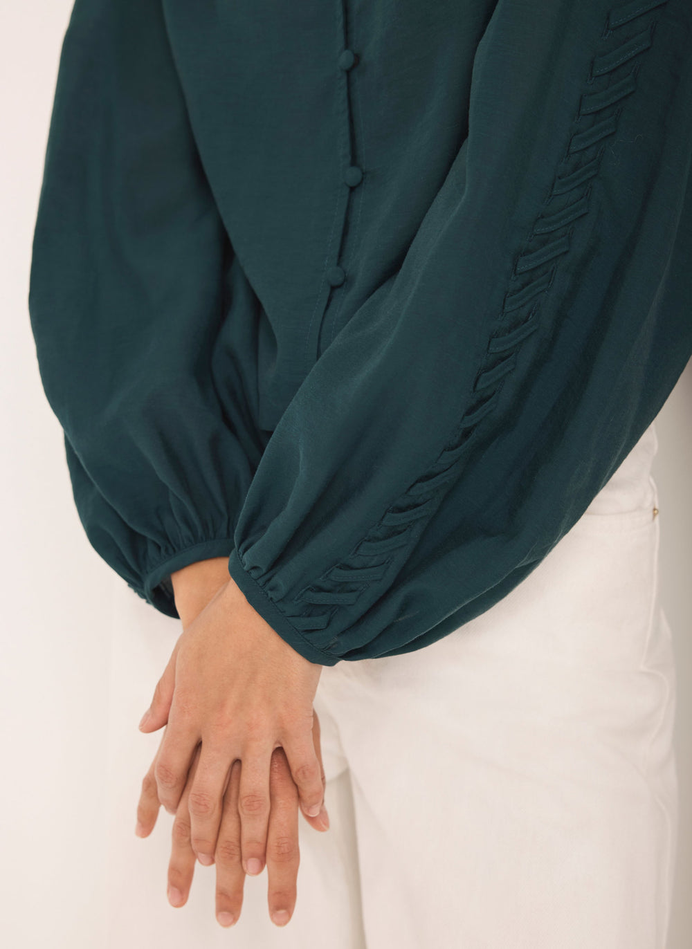 Teal Whipstitch Detail Blouse