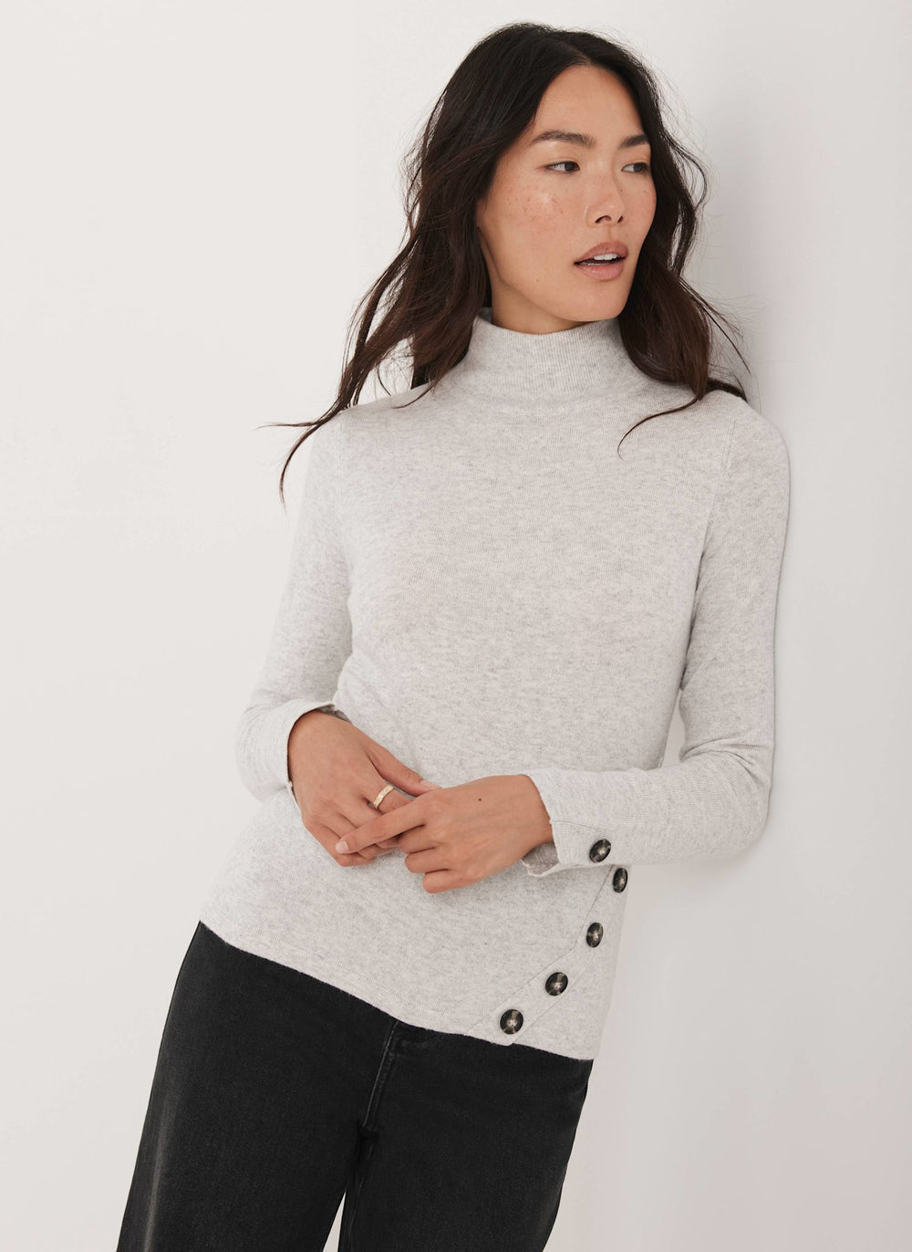 Grey Button Detail Top