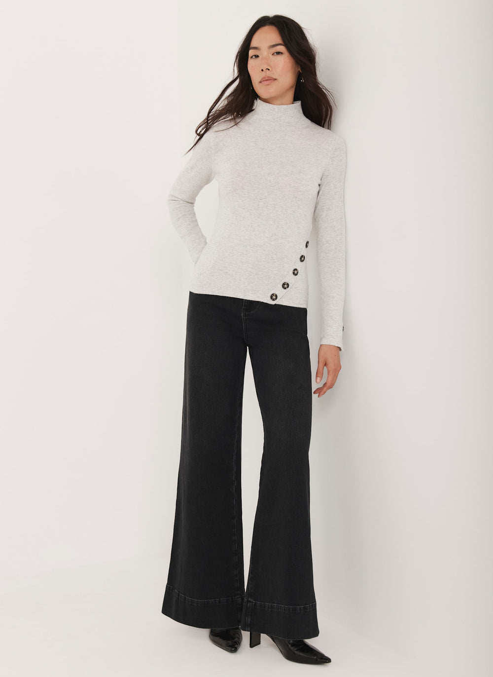 Grey Button Detail Top