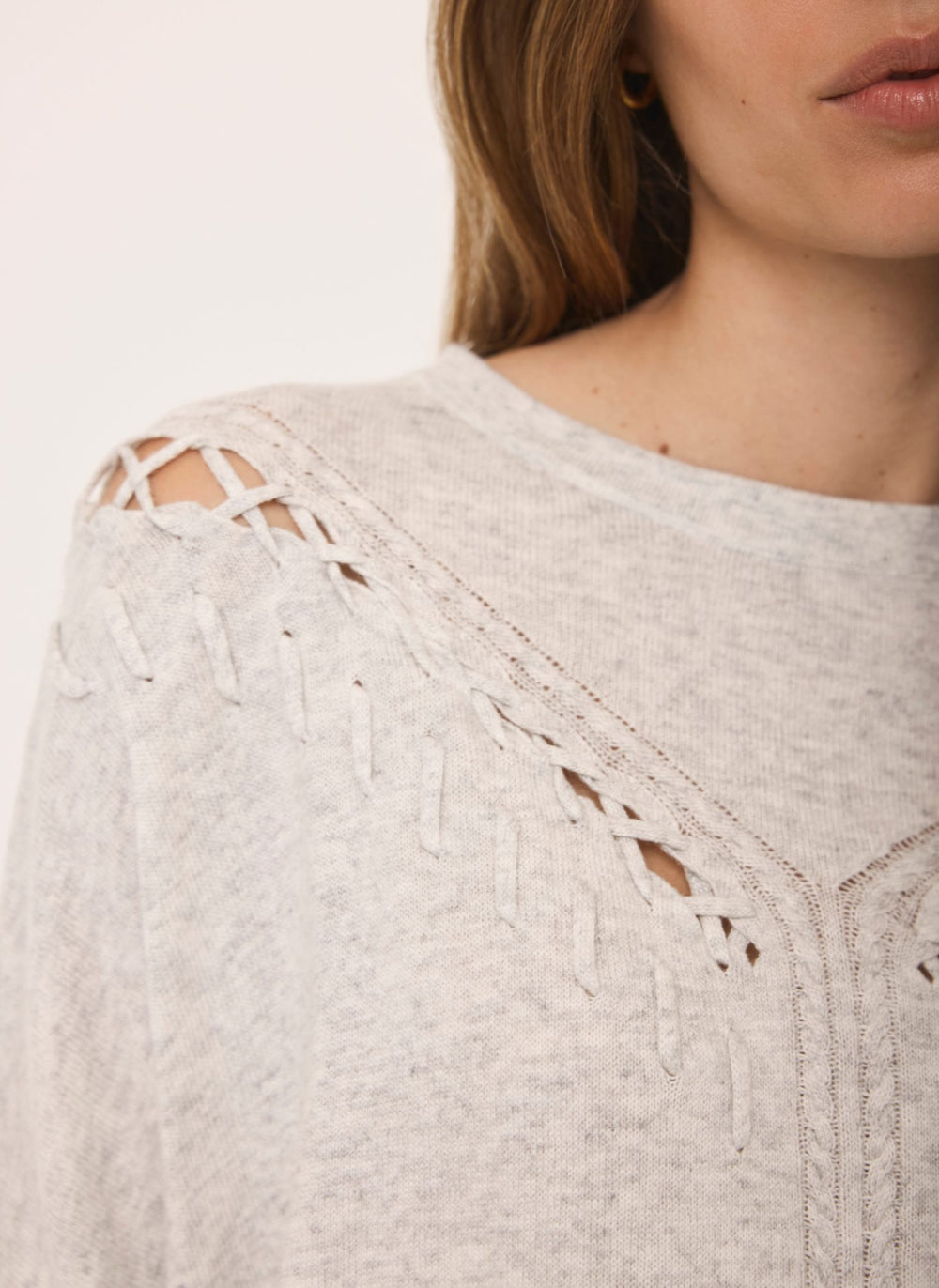 Grey Cotton Blend Stitch Detail Jumper