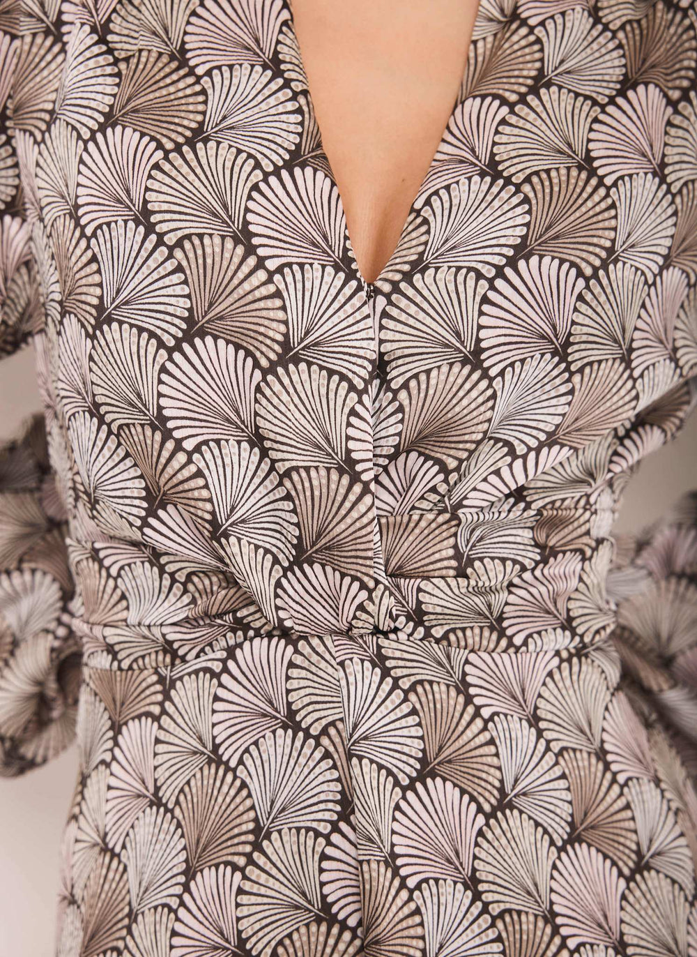 Neutral Geo Print Midi Dress
