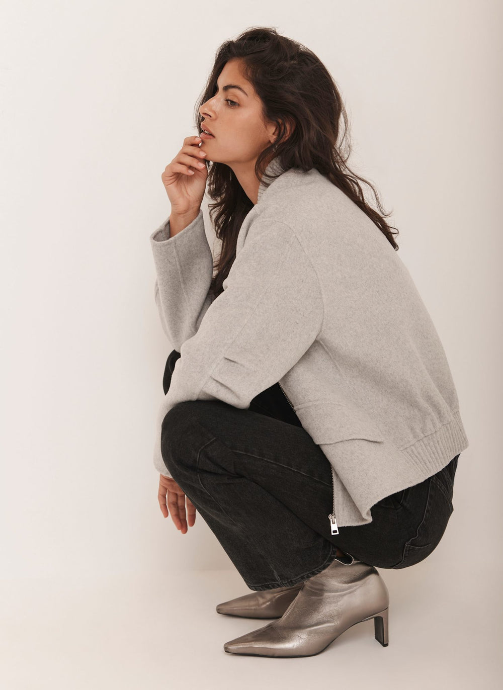 Grey Minimalist Wool Jacket