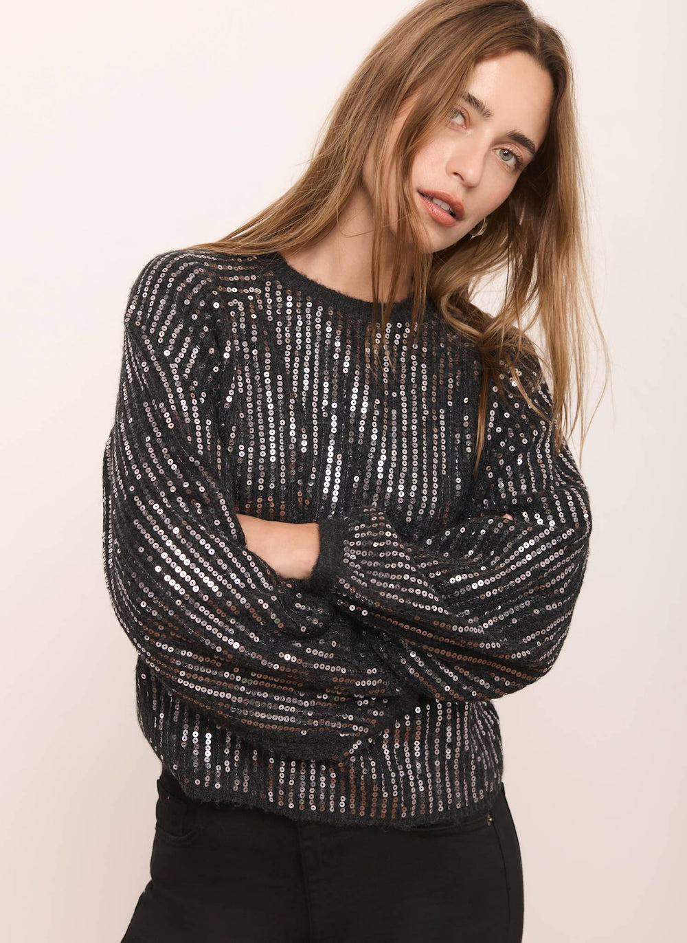 Grey Sequin Embellished Jumper