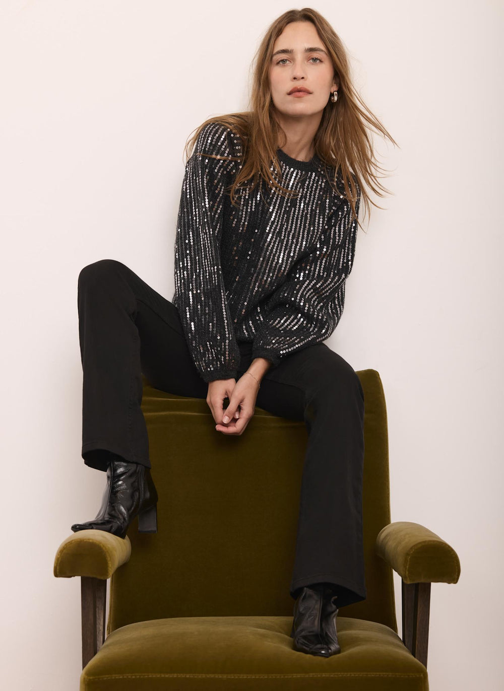 Grey Sequin Embellished Jumper