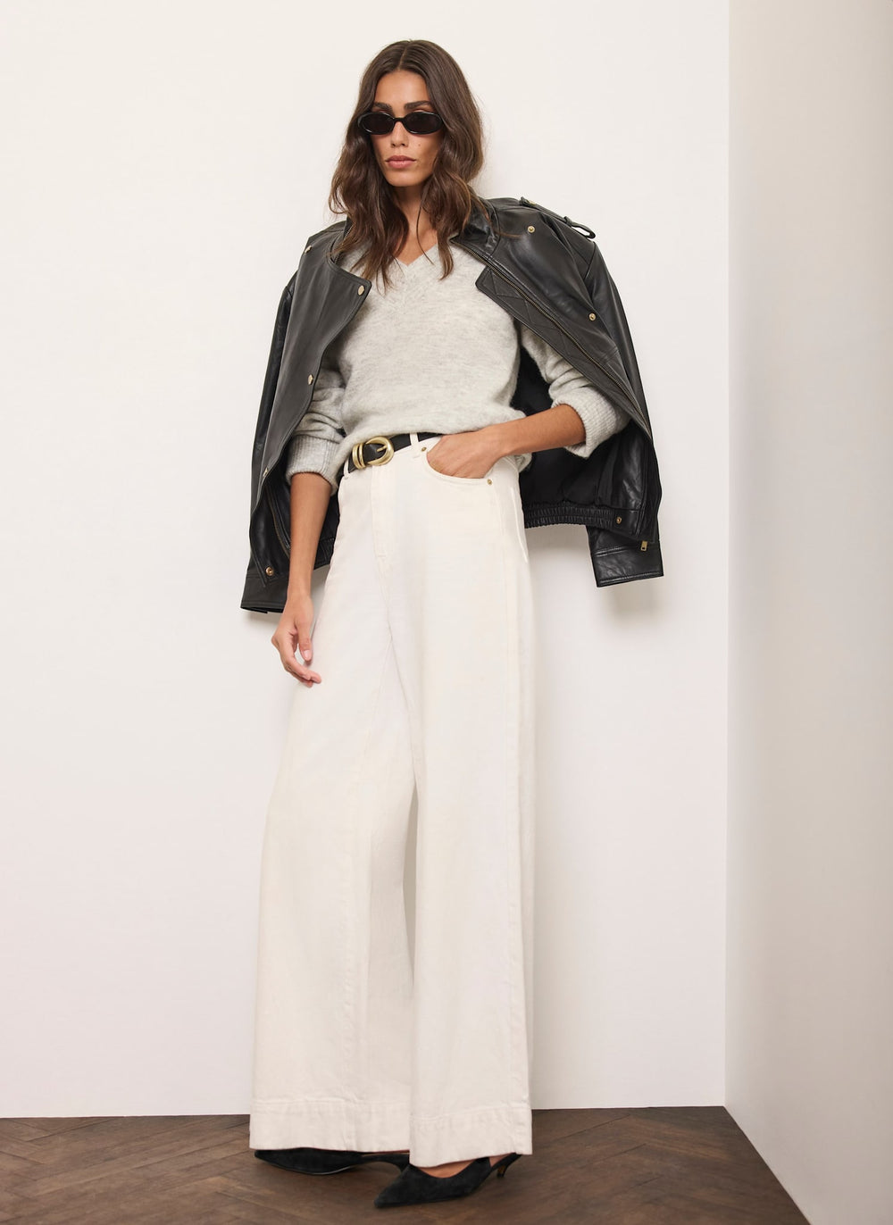 Grey V-Neck Knit Jumper