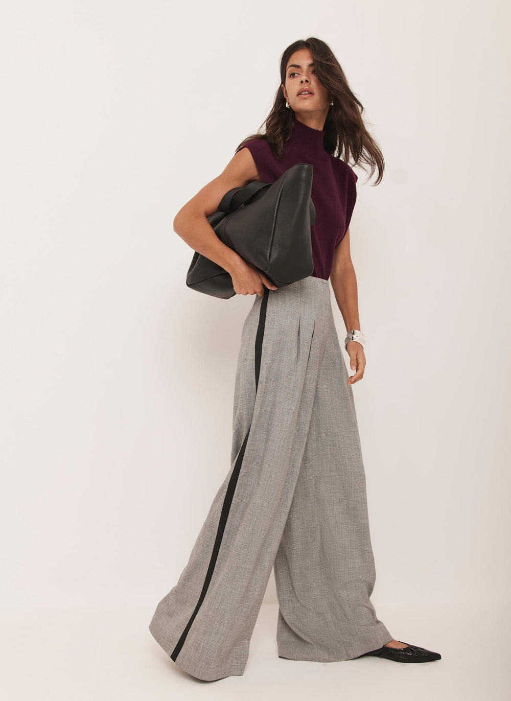 Grey Wide Leg Trousers