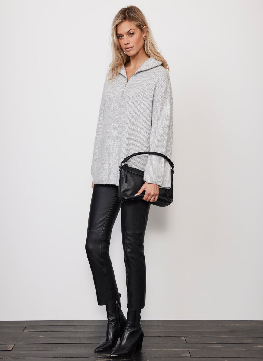 Grey Zip Collar Jumper Mint Velvet