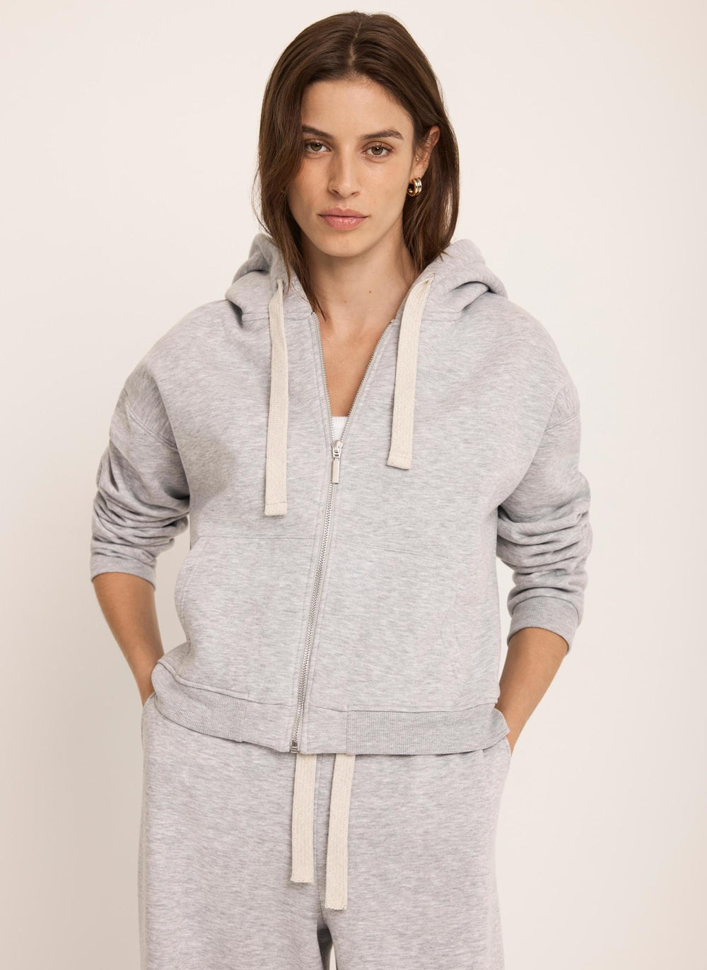Grey Zip Front Hoodie