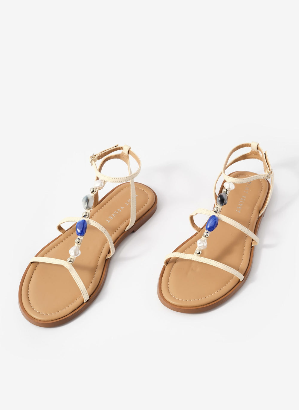 Hana Cream Leather Strappy Sandals