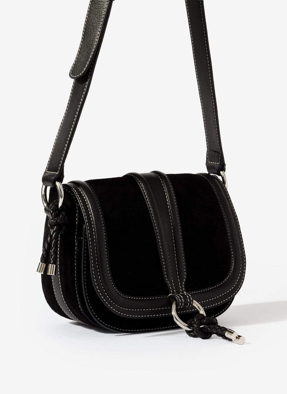 Harper Black Suede Saddle Bag