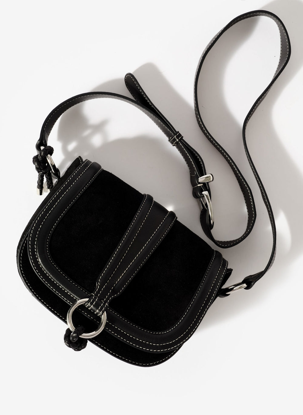 Harper Black Suede Saddle Bag