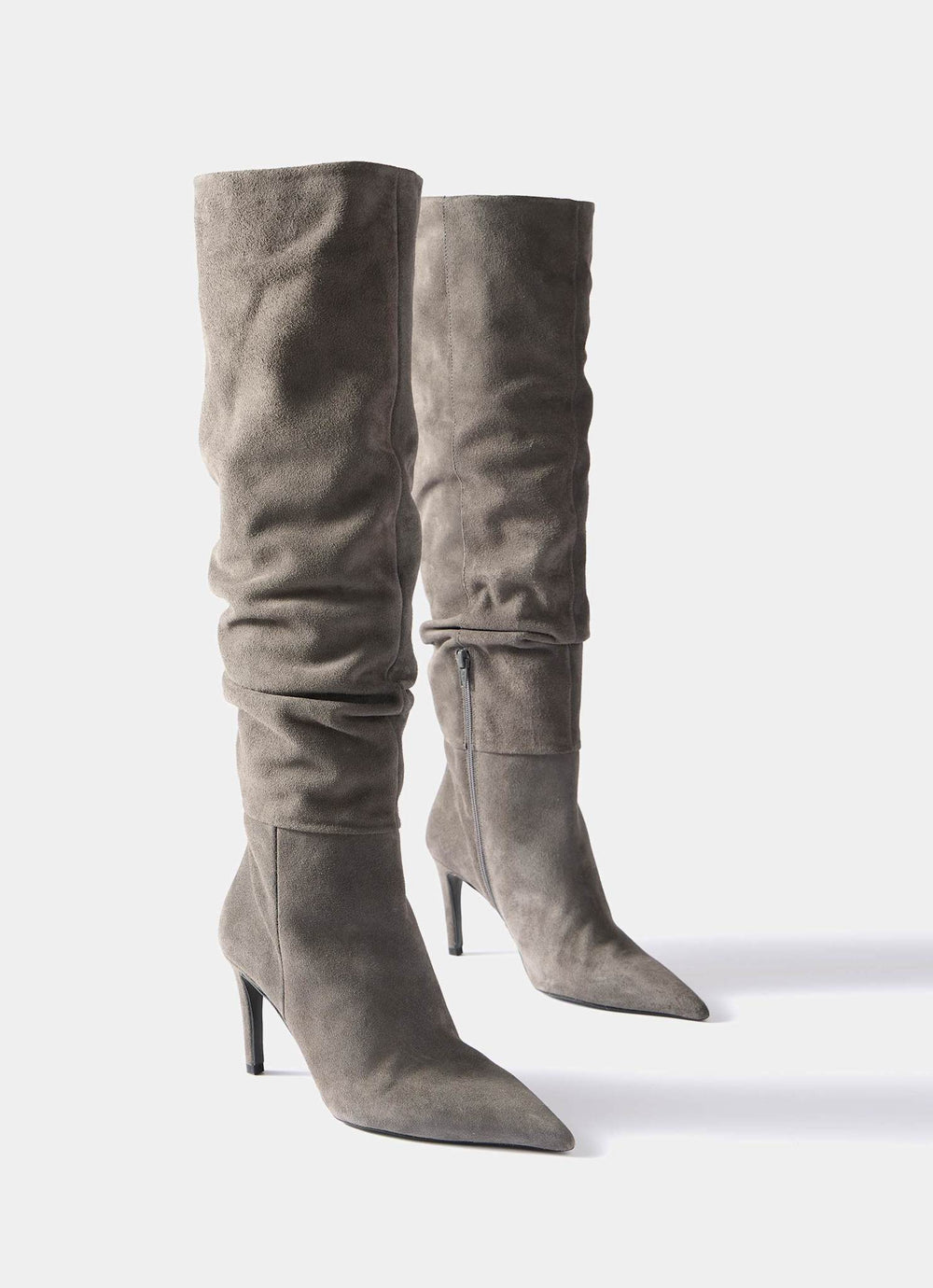 Hazel Grey Suede Knee High Boots