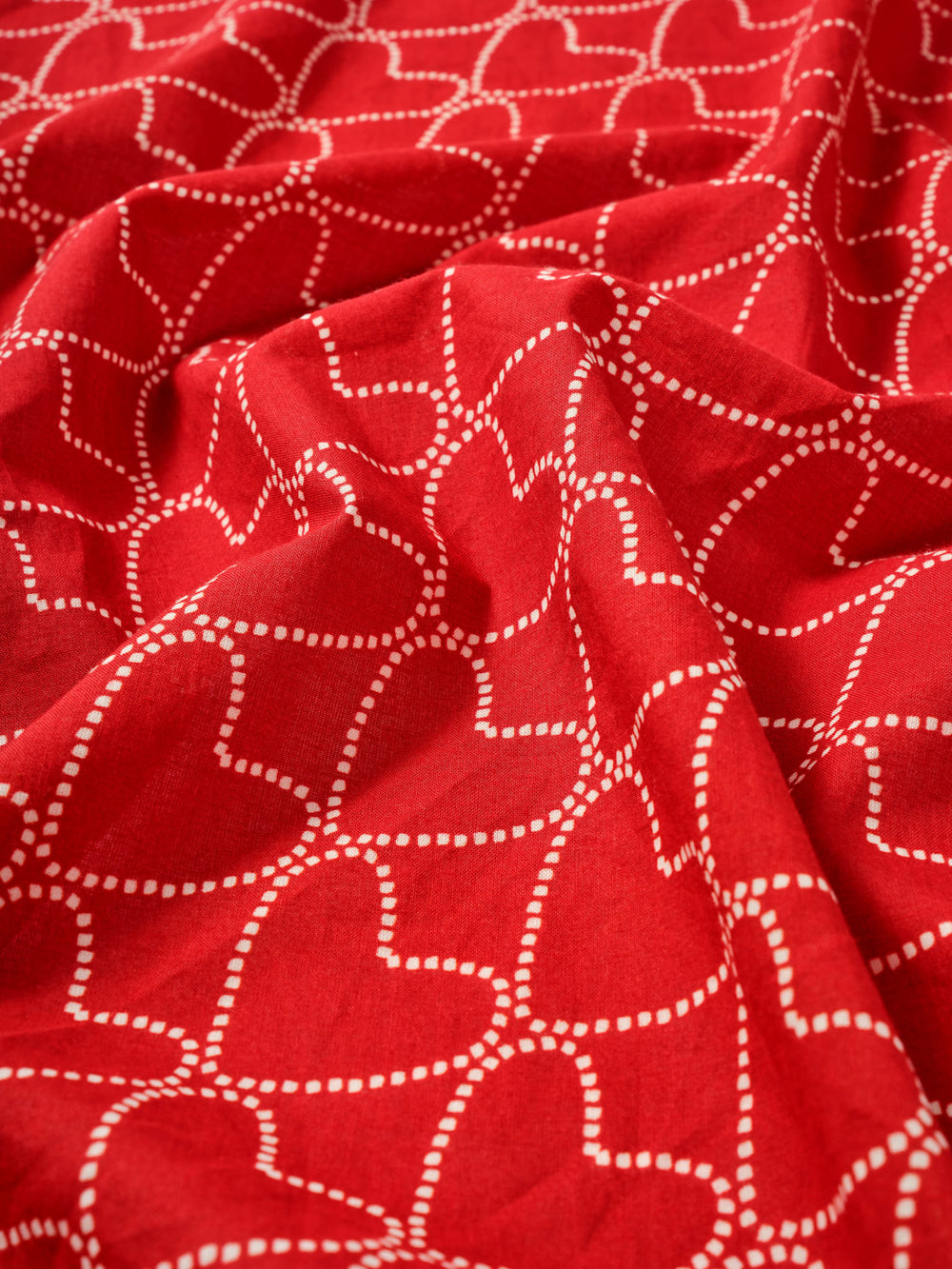 Red Cotton Heart Print Square Neck Scarf