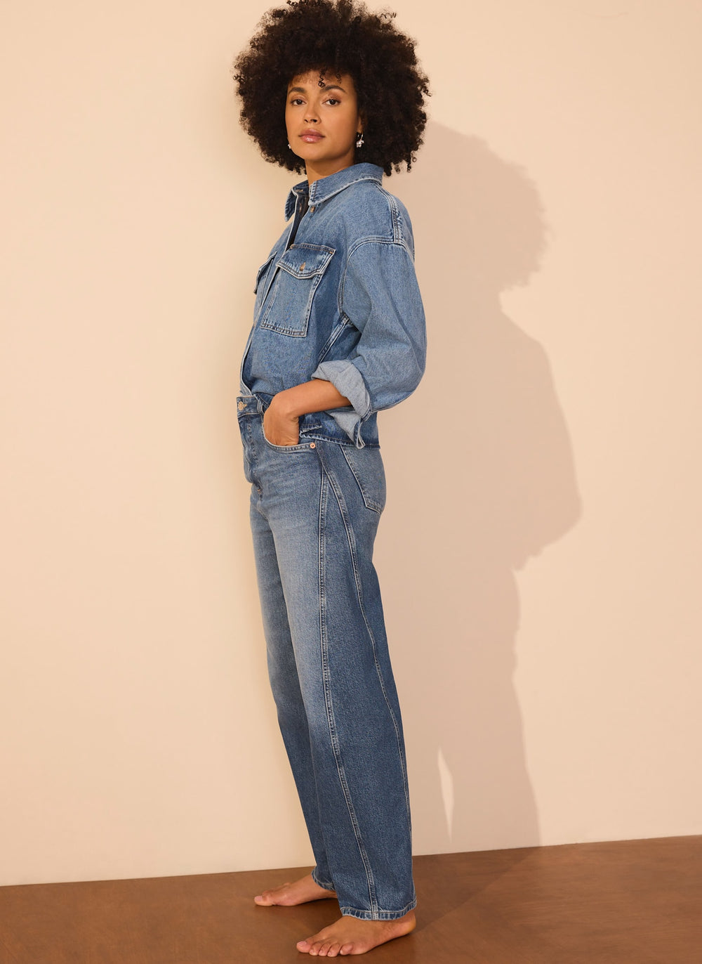 Mid Indigo Barrel Leg Jeans