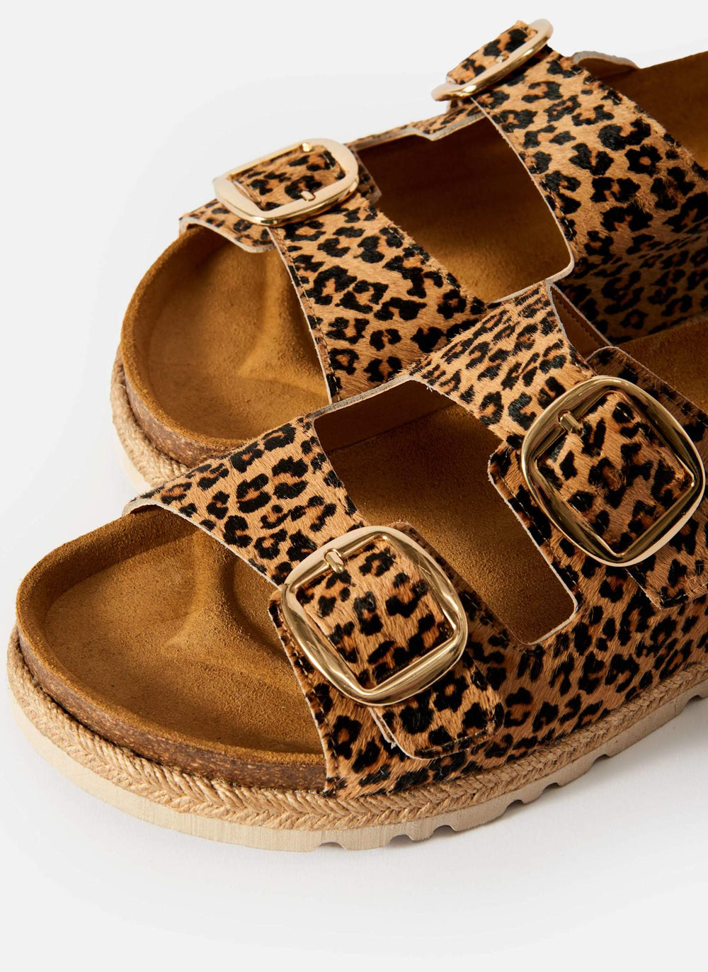 Holly Leopard Textured Flat Sandals