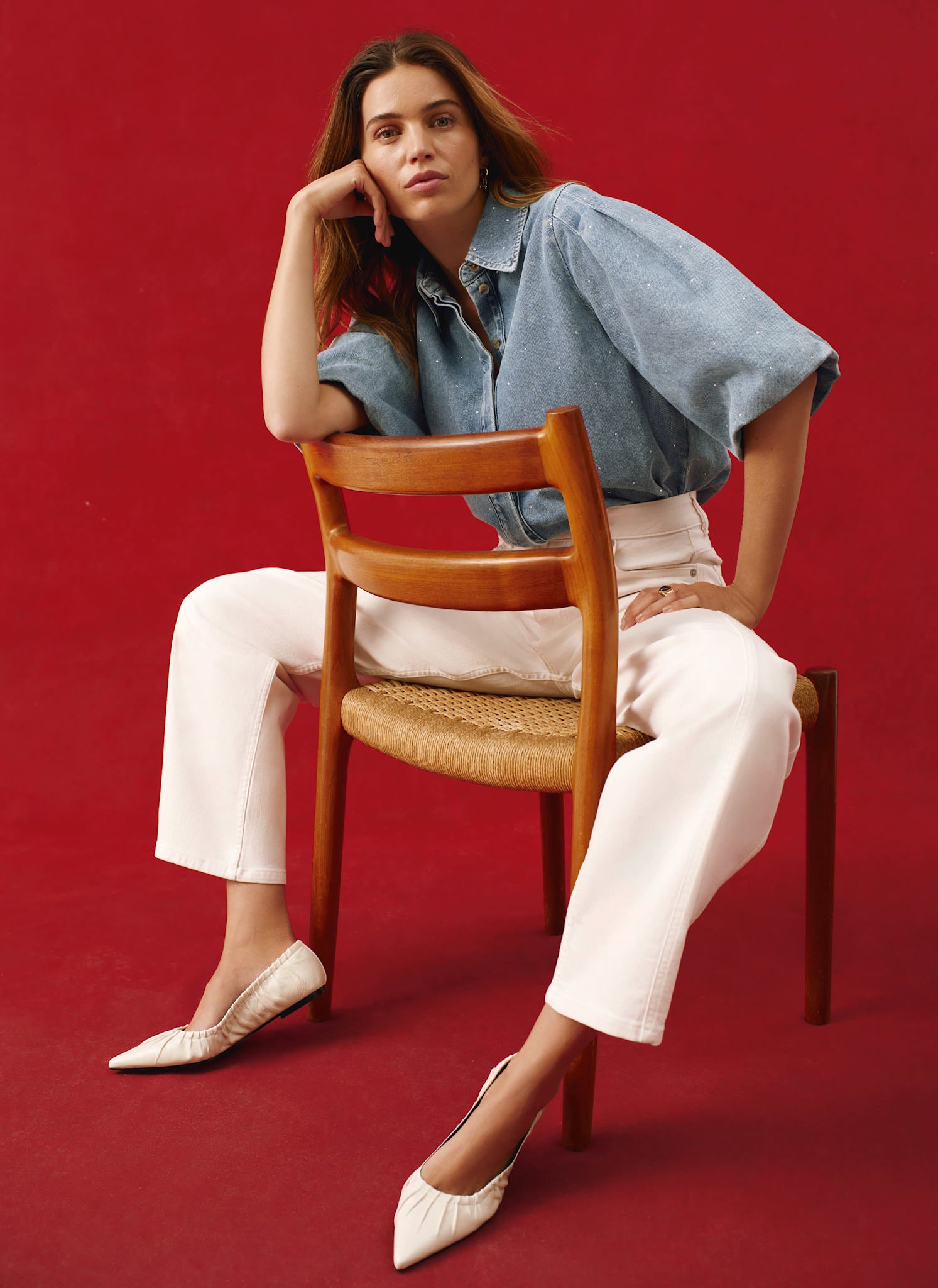 Mint Velvet Puff Shoulder Denim Shirt Puff Shoulder Denim Jacket