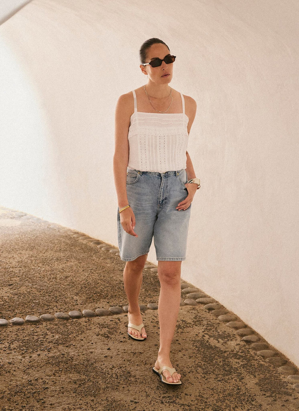 Denim Mid Length Shorts