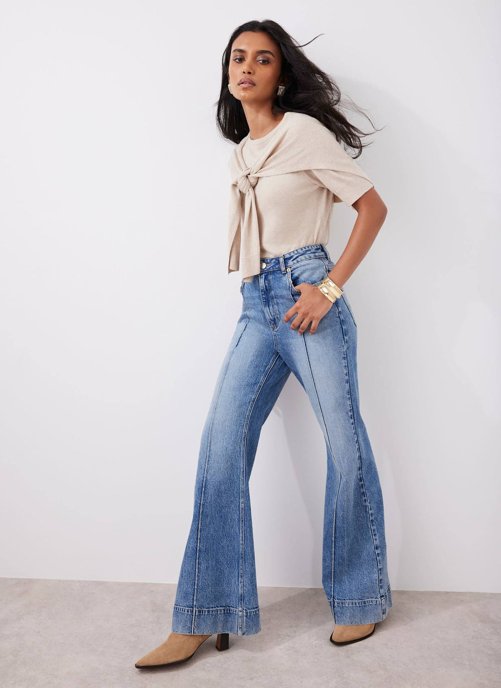 Mid Indigo Flared Jeans