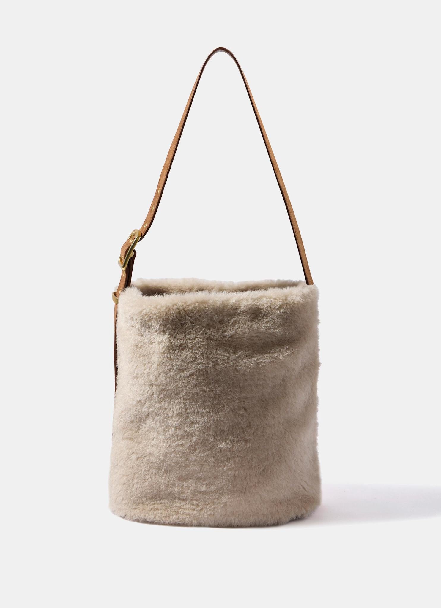 Isla Neutral Faux Fur Bucket Bag – Mint Velvet