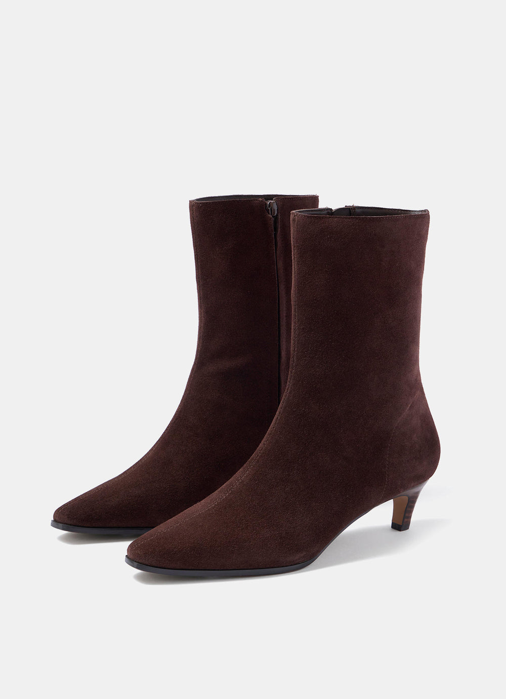 Issy Brown Suede Kitten Heel Ankle Boots
