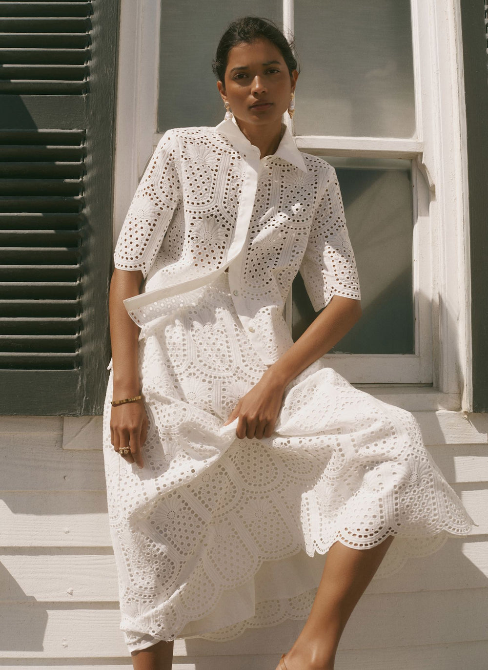 Cream Cotton Broderie Shirt