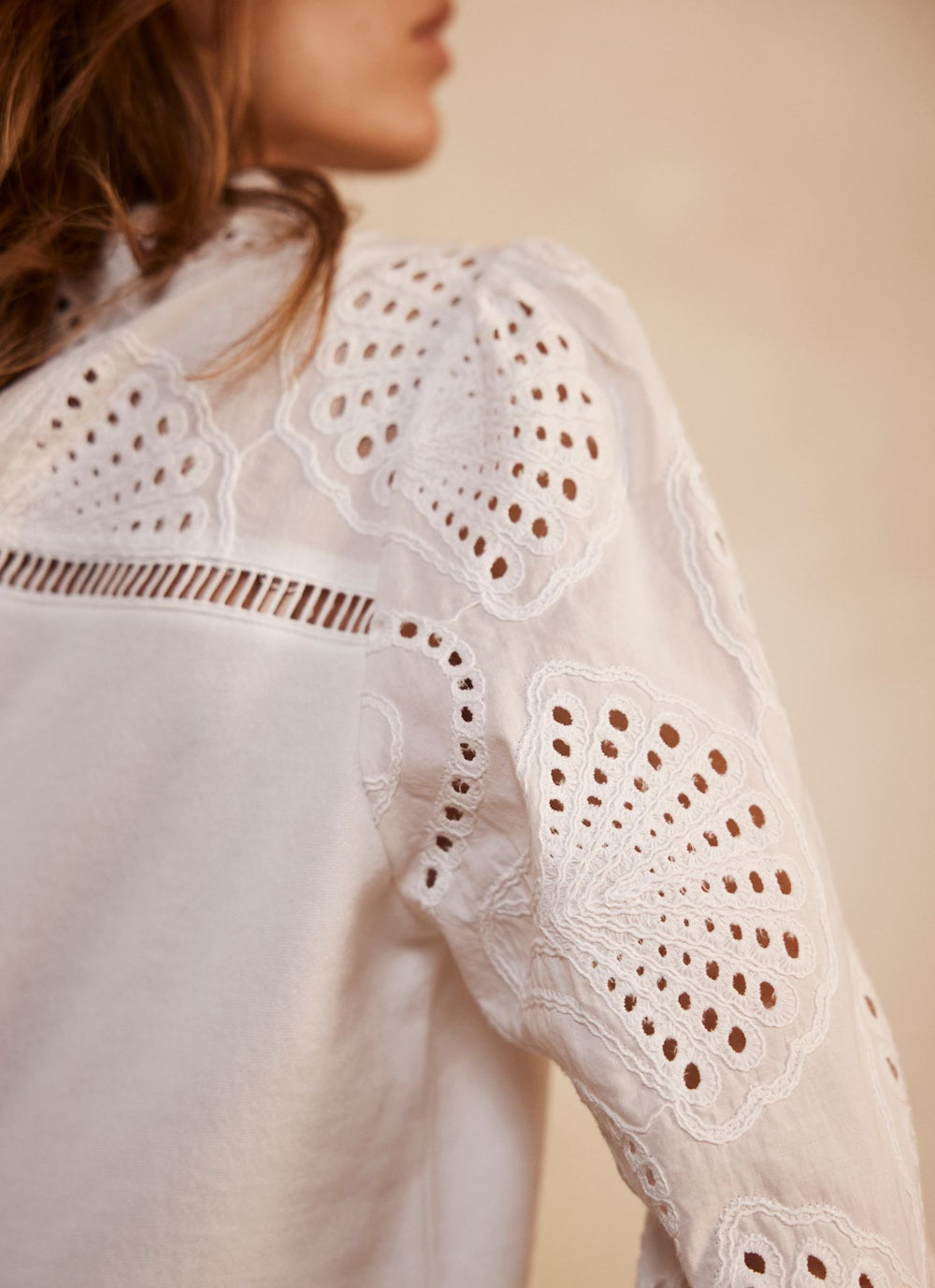 White Broderie Anglaise Detail Sweatshirt
