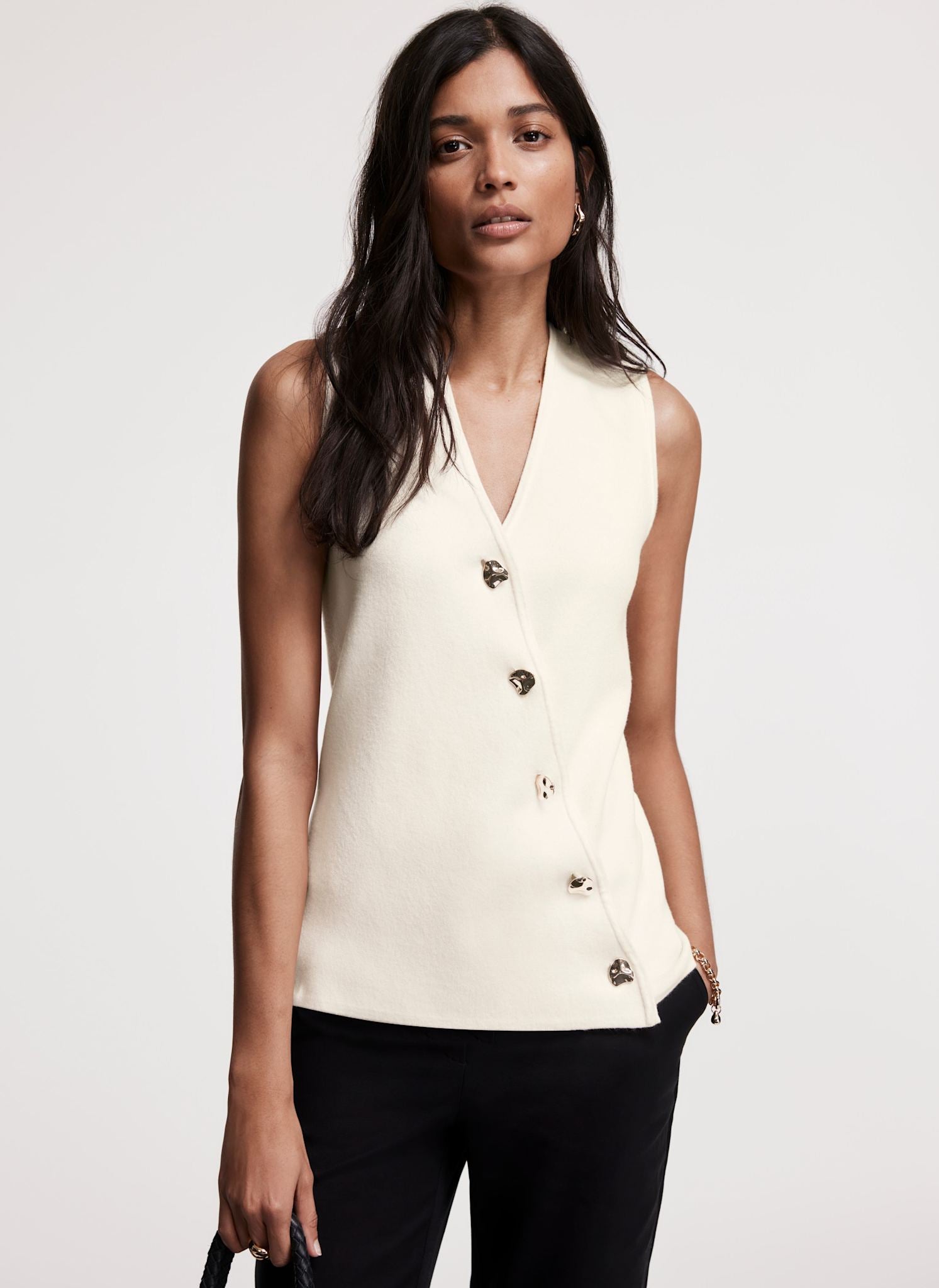 Cream Asymmetric Knit Waistcoat Mint Velvet Cream Asymmetric Knit Waistcoat Mint Velvet