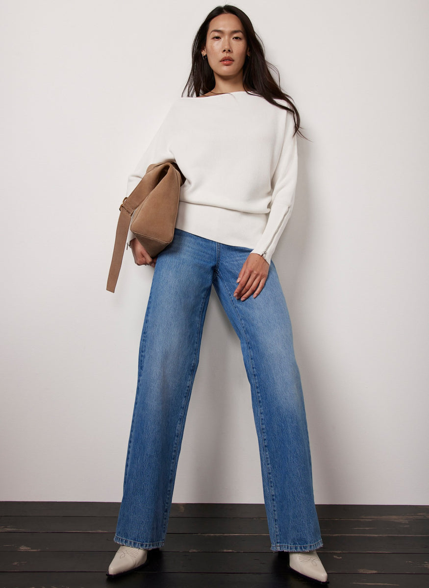 Cream Cotton Asymmetric Batwing Jumper Mint Velvet