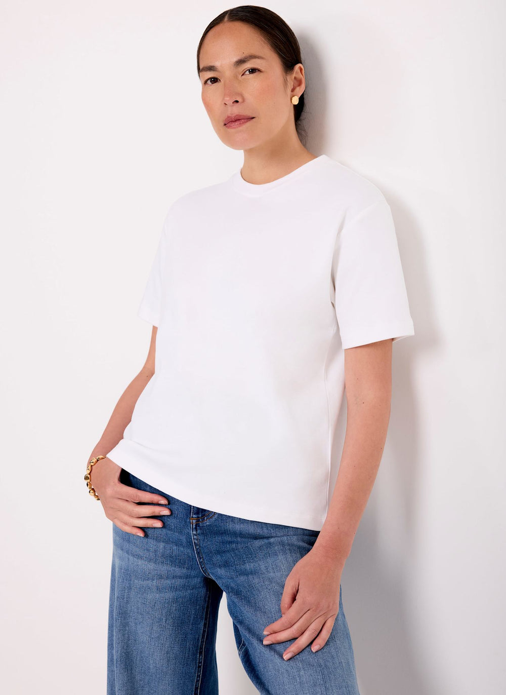 White Cotton Slim Fit T-Shirt