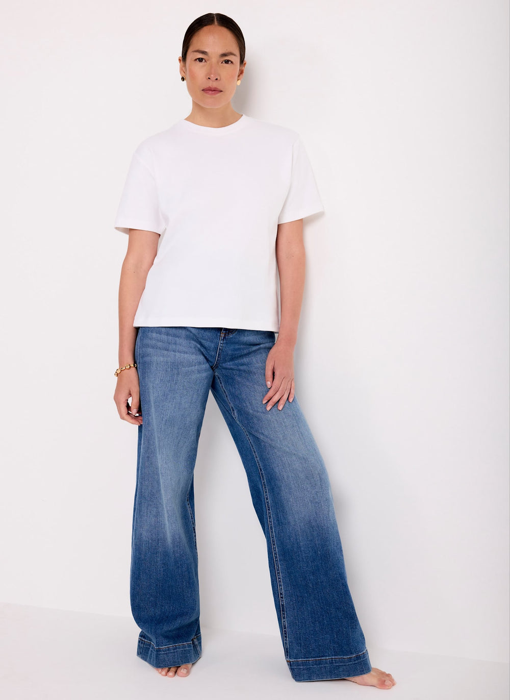 White Cotton Slim Fit T-Shirt