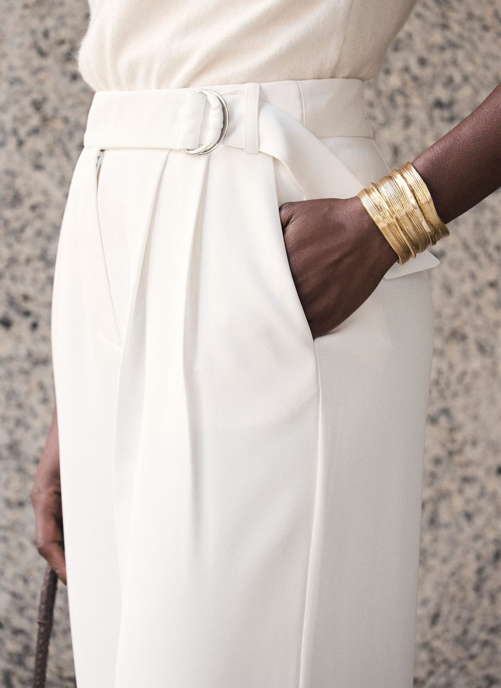 White Cropped Utility Trousers