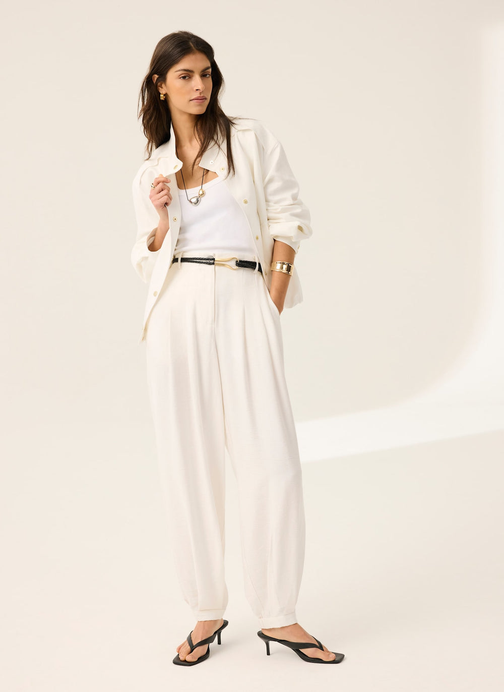 White Soft Balloon Trousers