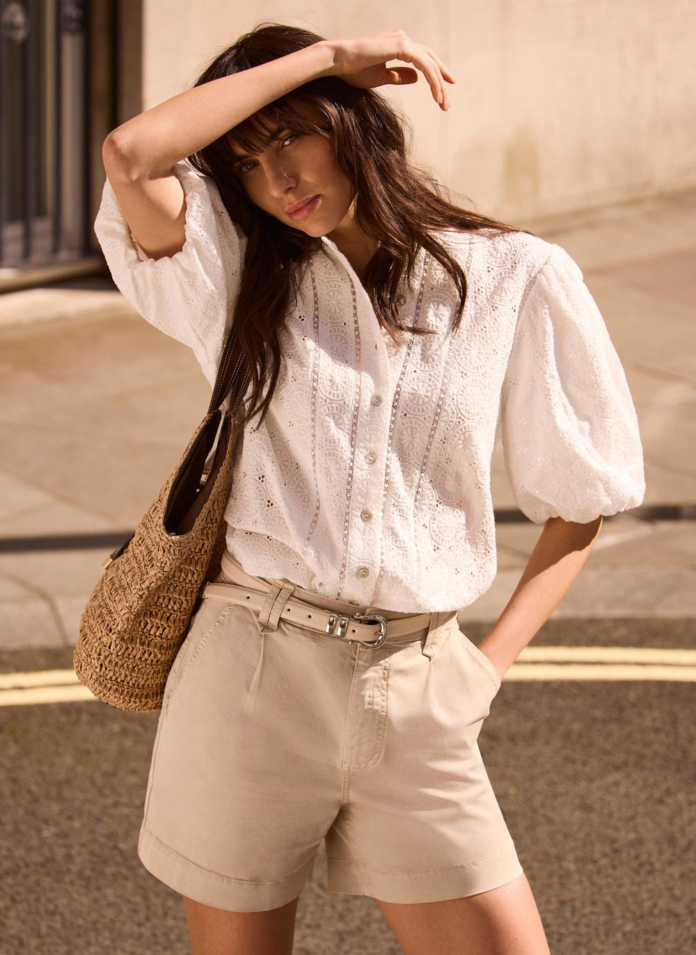White Cotton Puff Sleeve Blouse