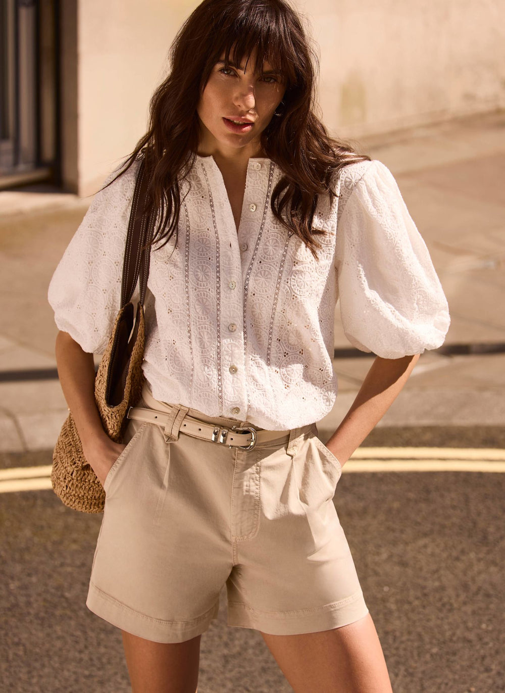 White Cotton Puff Sleeve Blouse
