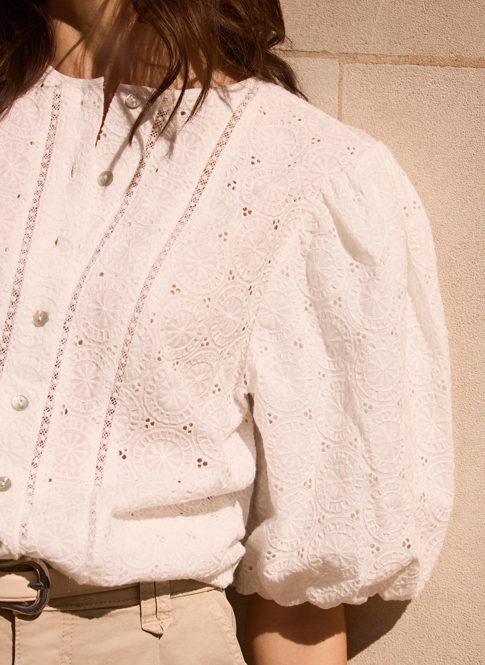 White Cotton Puff Sleeve Blouse