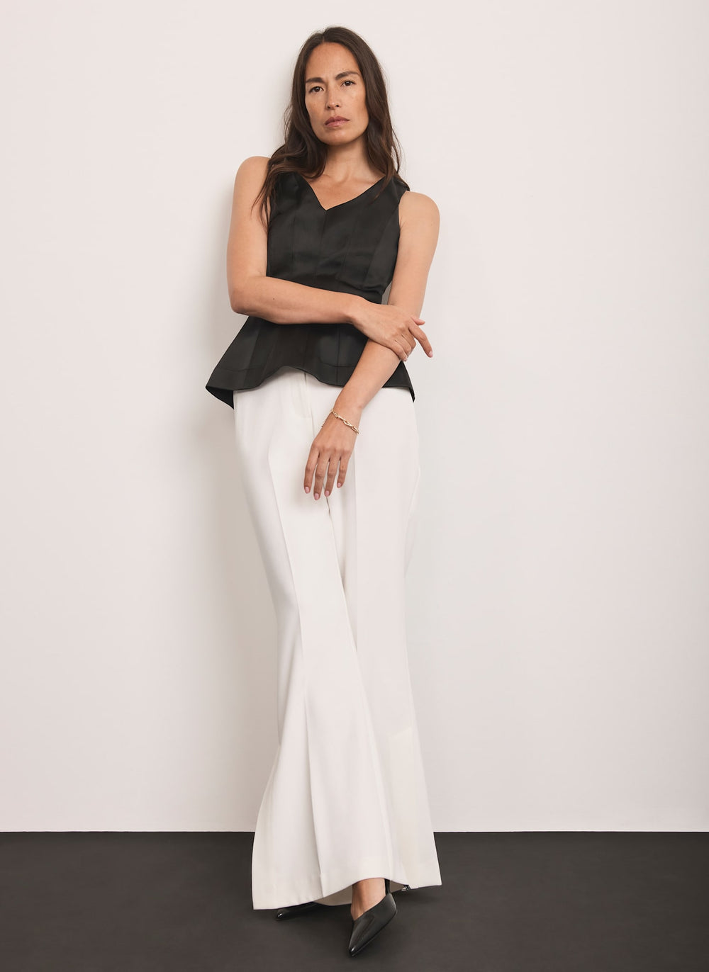 White Extreme Flare Trousers