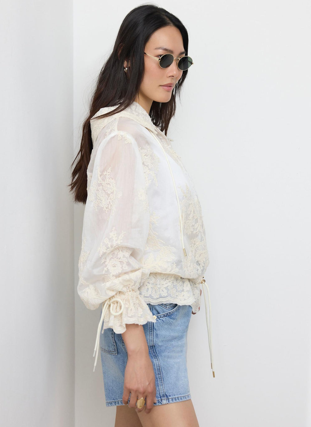 Cream Lace Hooded Jacket
