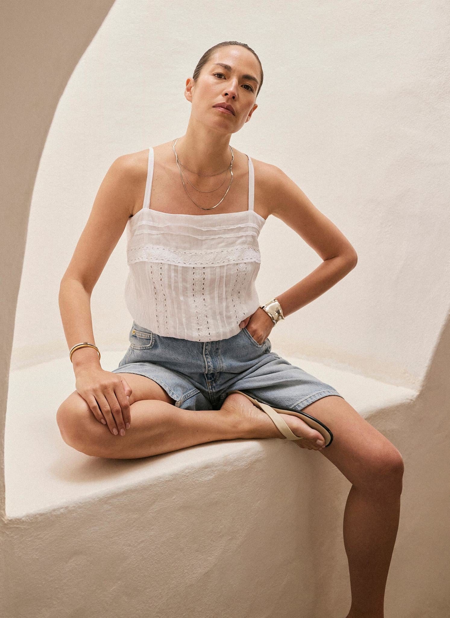 White Cotton Lace Trim Camisole Top – Mint Velvet