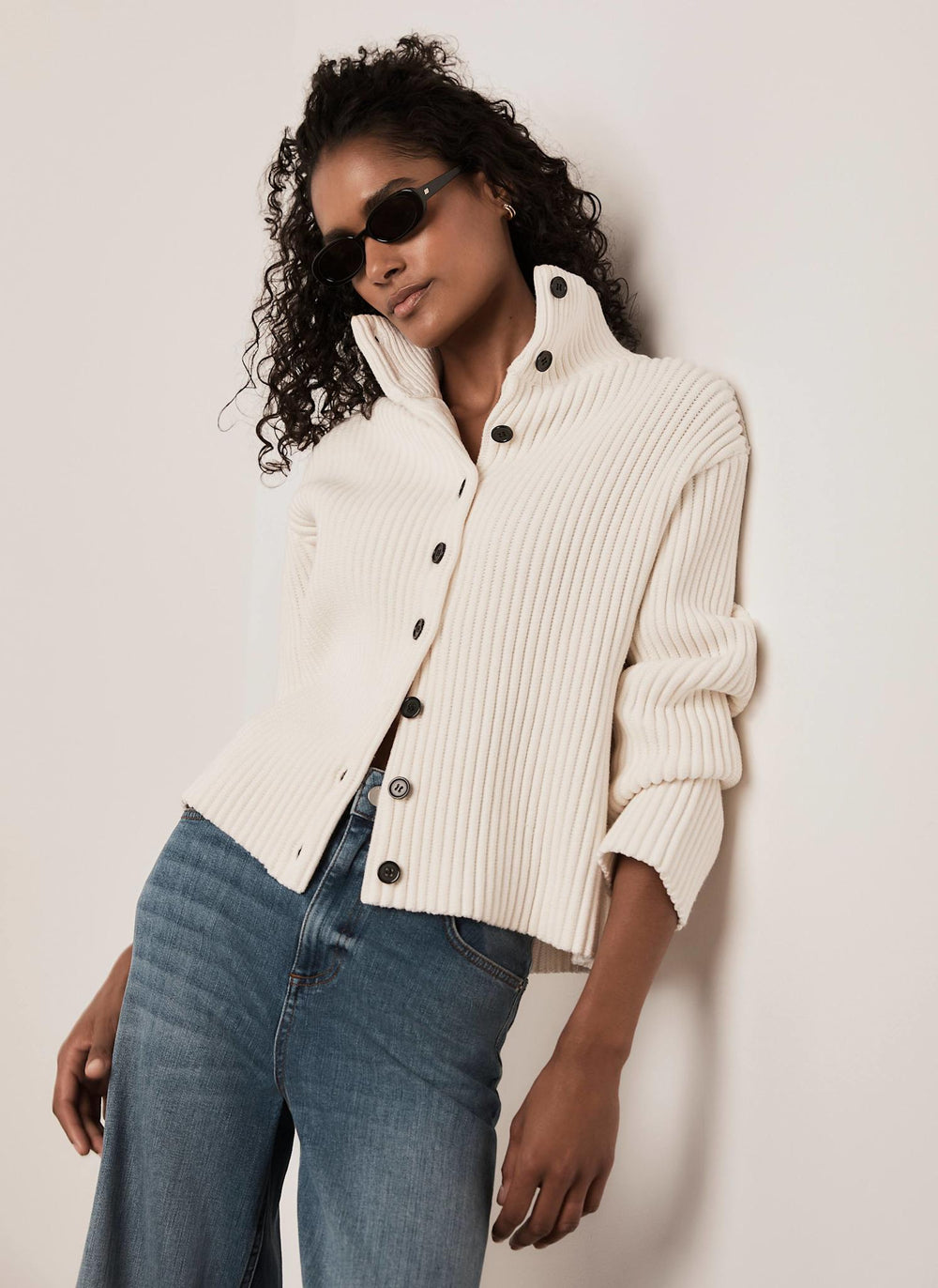 White Ribbed Knit Jacket