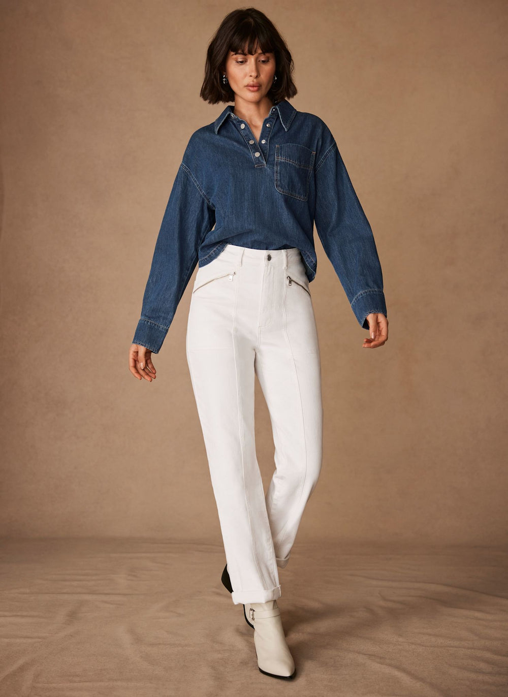 White Sculpting Slim Biker Detail Jeans