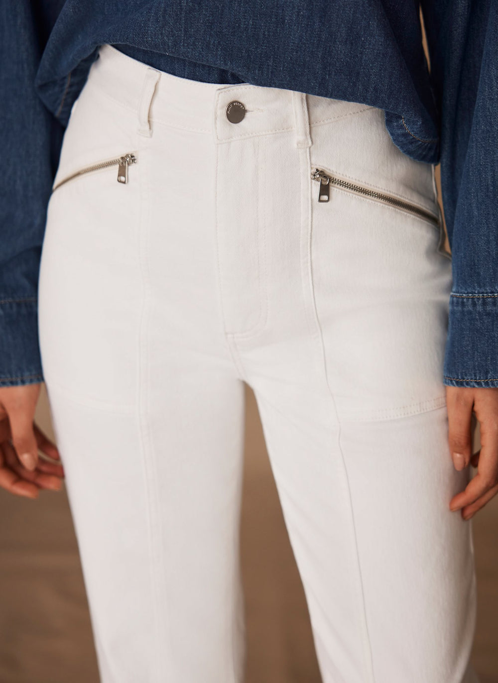 White Sculpting Slim Biker Detail Jeans