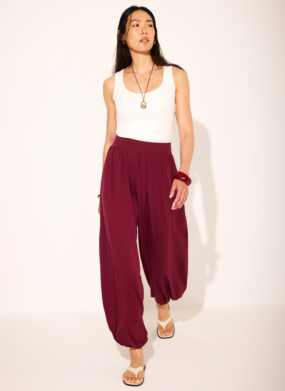 White Cotton Blend Scoop Neck Vest