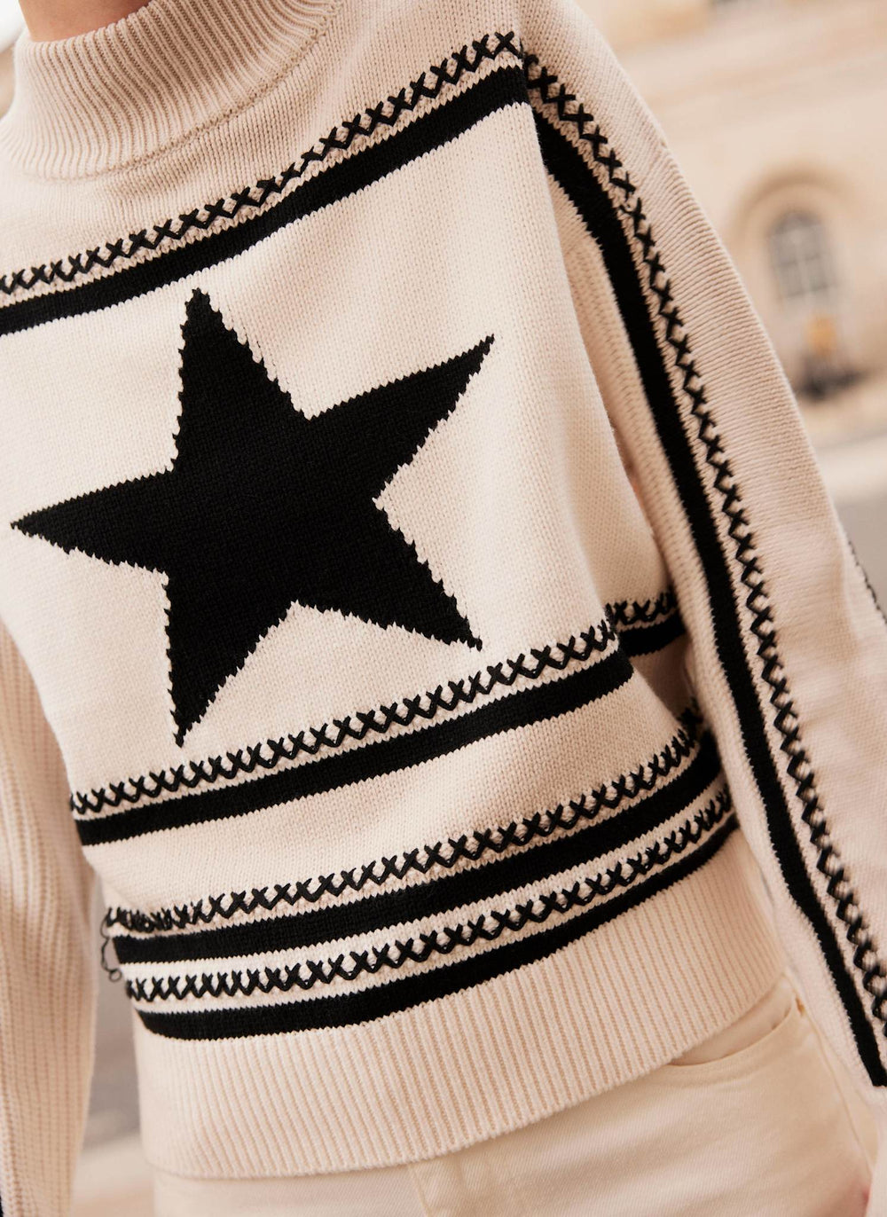 White Cotton Blend Star Jumper