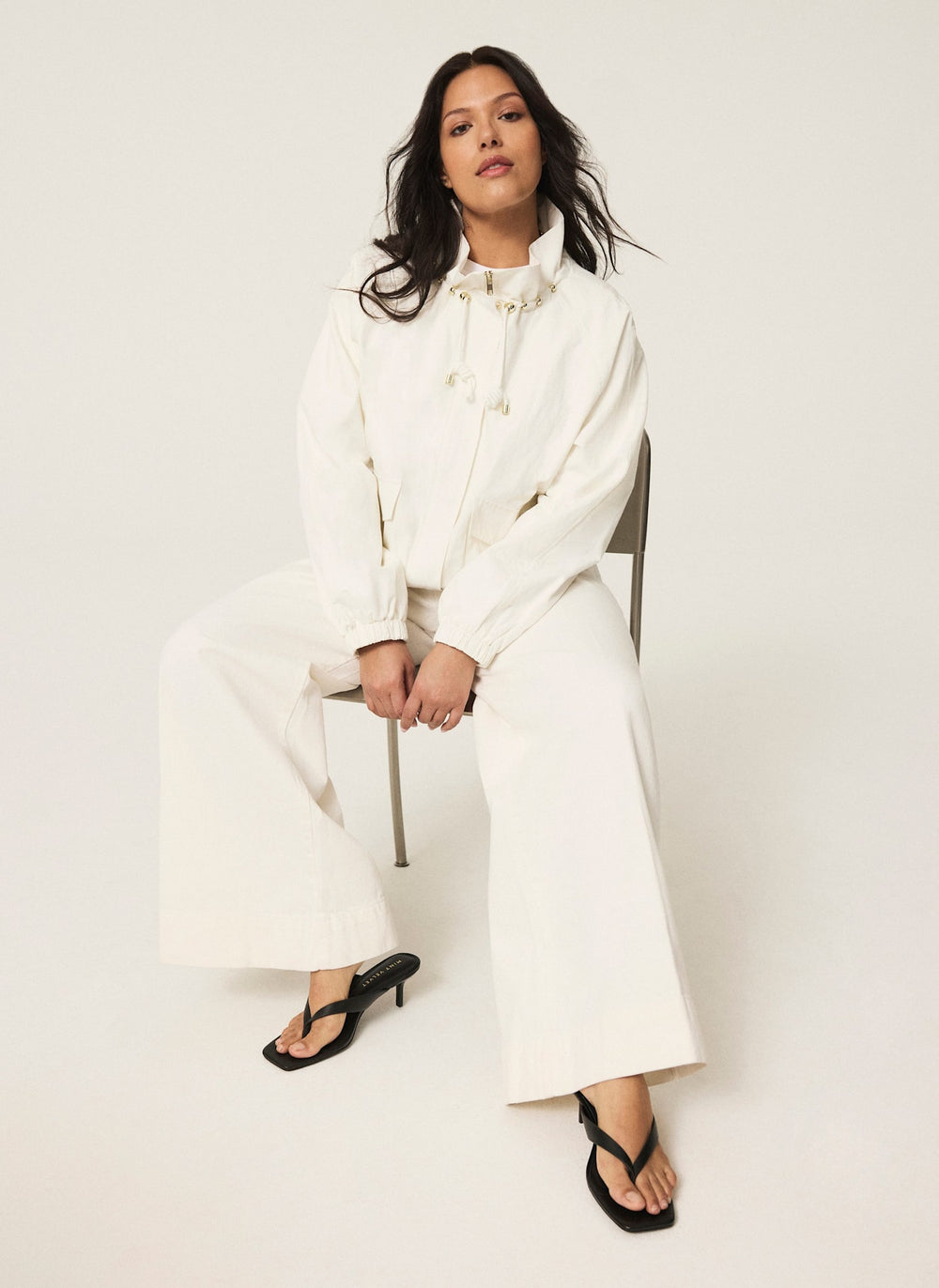 White Cotton Blend Technical Jacket