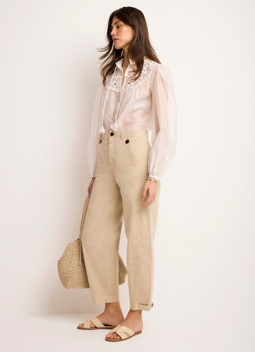 White Floral Cutwork Detail Blouse