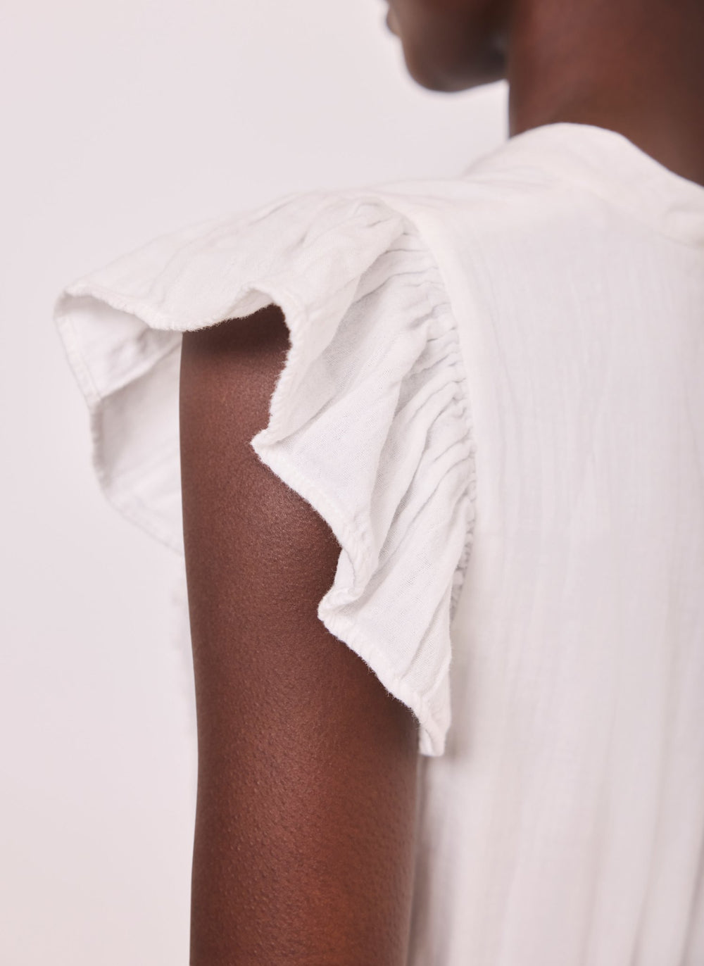 White Cotton Cheesecloth Tiered Midi Dress