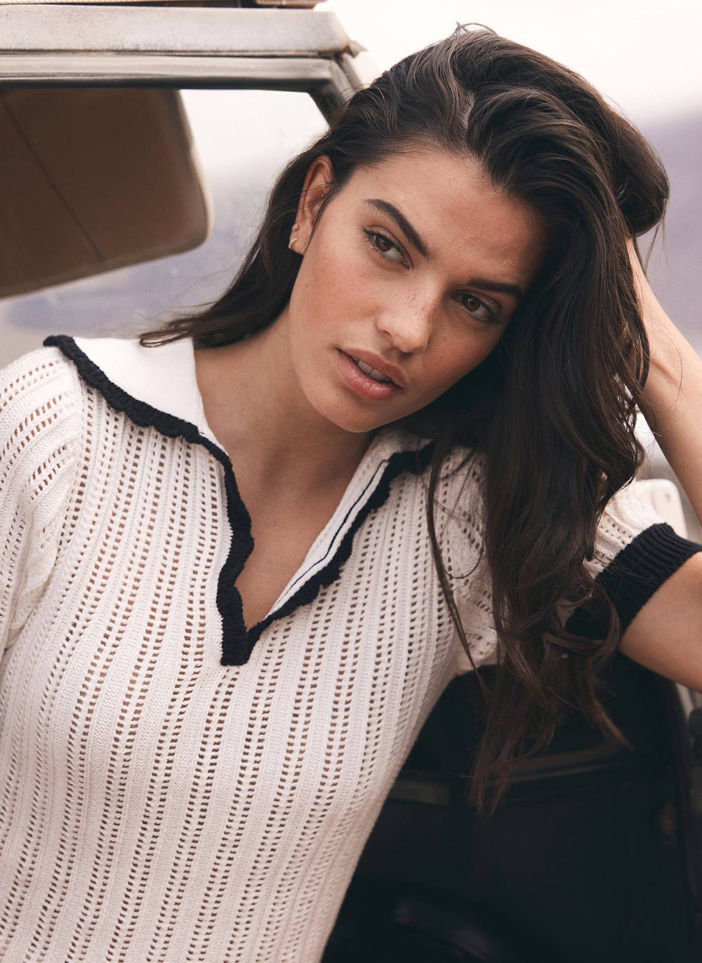 White Cotton Textured Top