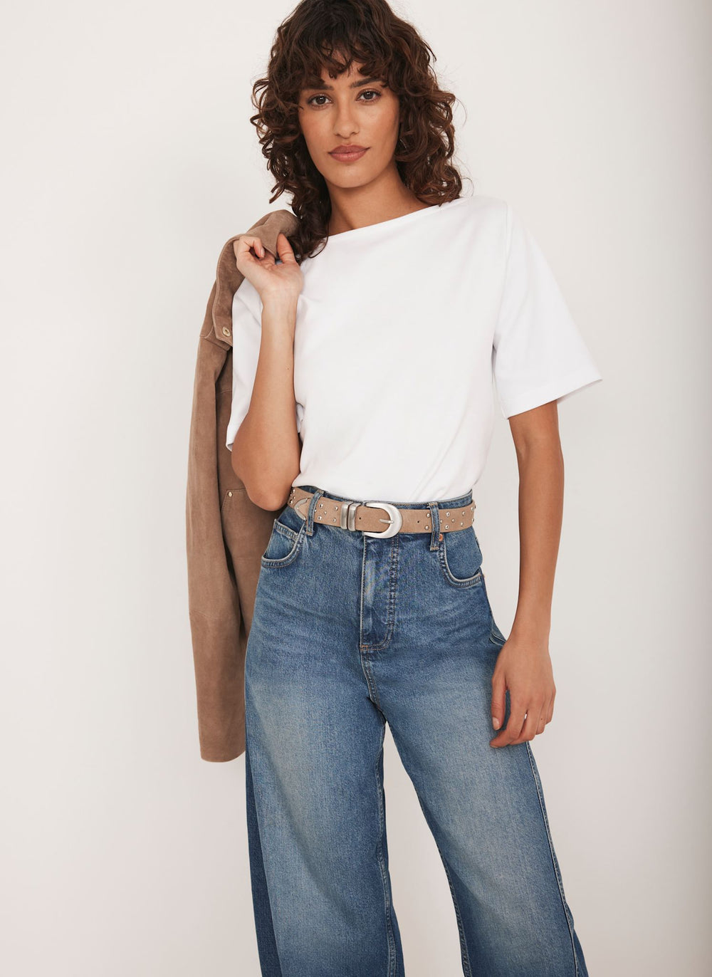 White Slash Neck T-Shirt